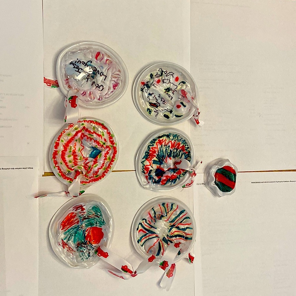 Homemade Christmas ornaments (made by a kid)